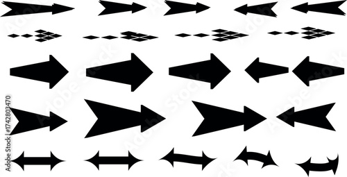 Collection of Various Black Arrow Designs on a White Background Graphic Resource
