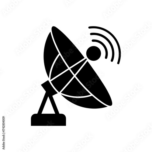 Satellite dish with signal waves