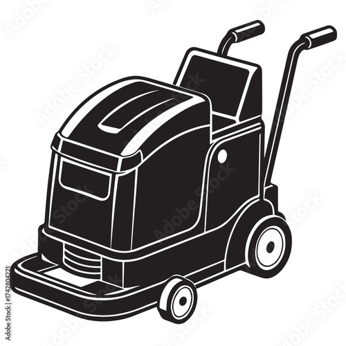 Illustration of a carpet cleaner isolated on white background, ideal for cleaning services, equipment rental, or home maintenance promotions, showcasing its design and functionality for floor care