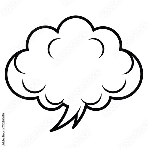 A puffy comic speech balloon shows black outline and blank white space for messages