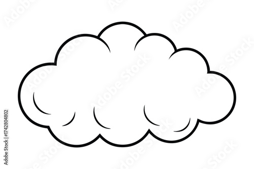 Isolated cartoon cloud with dark outline makes a statement against a bright white background