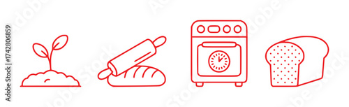 Baking Process Icons From Seedling to Loaf
