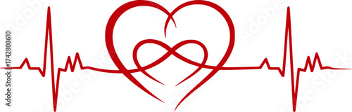 Red Heartbeat and Infinity Symbol A Symbol of Eternal Love and Life