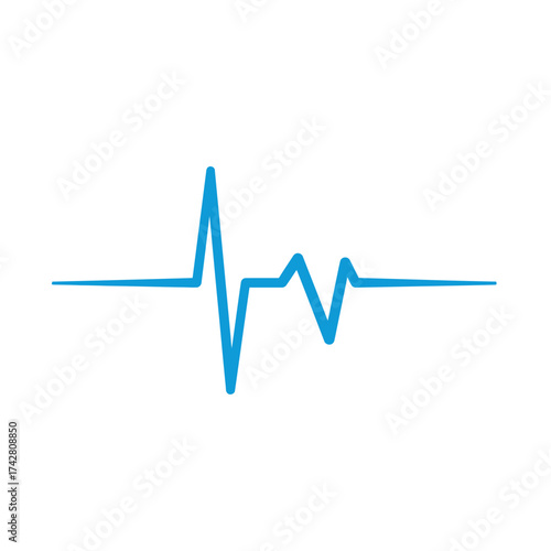 Abstract blue heartbeat line graphic representing health and vitality dynamic movement vector silhouette on a white background
