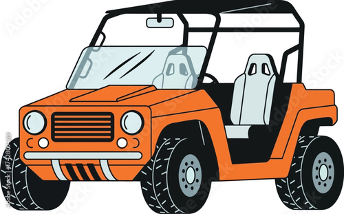 Explore the orange utv vector illustration for off road adventure editable vector
