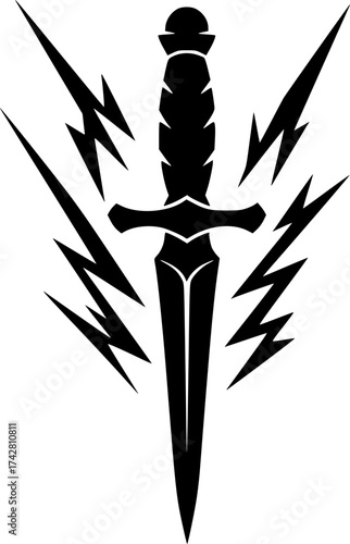 a black silhouette of a dagger , vector illustration