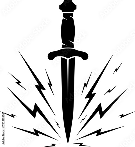 a black silhouette of a dagger , vector illustration