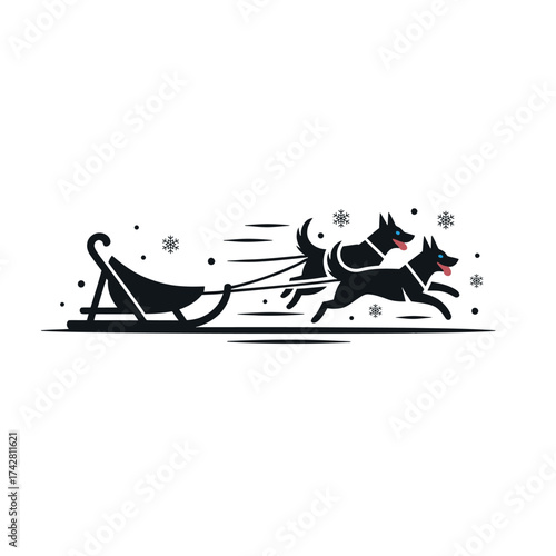 Dog Sled icon vector on White Background Vector Art Illustration on white background.