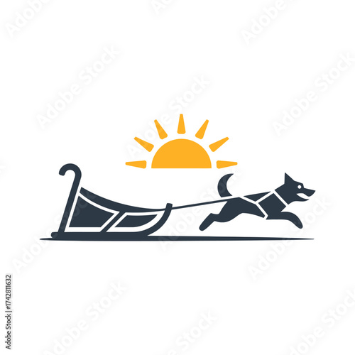 Dog Sled icon vector on White Background Vector Art Illustration on white background.