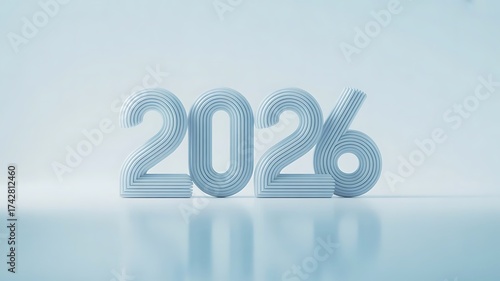 Fototapeta Naklejka Na Ścianę i Meble -  A futuristic 3d rendering of the year 2026 isolated on white background