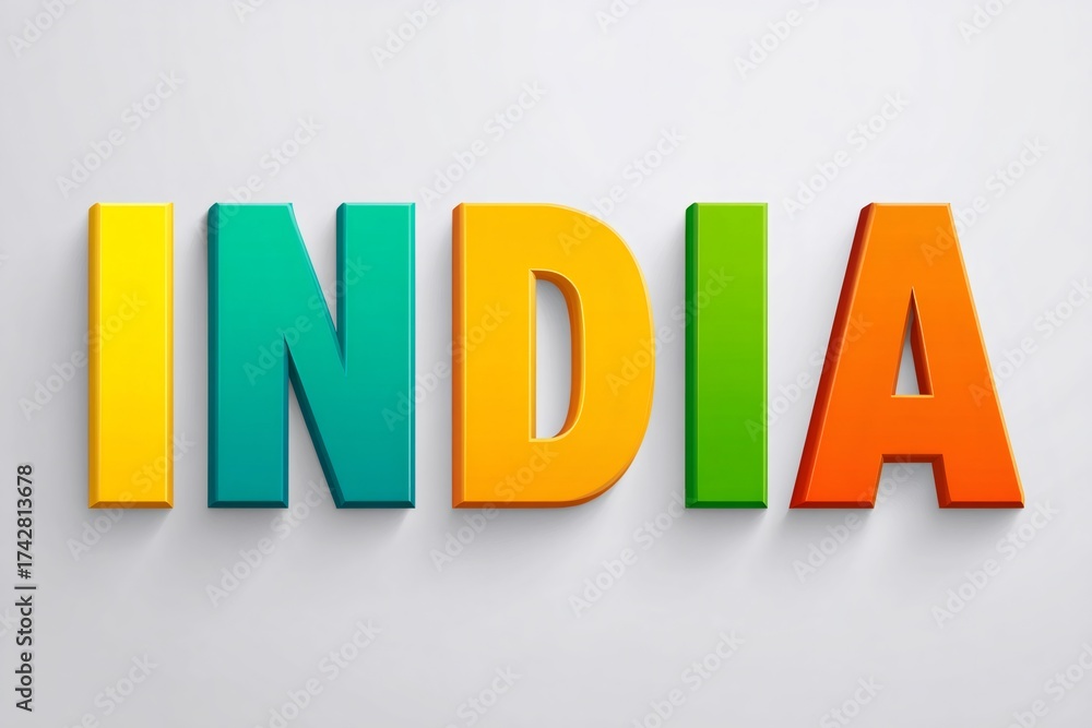Obraz premium India word with 3d colorful typography