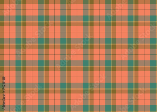 Rustic orange green tartan seamless plaid pattern for autumn fabric and decor