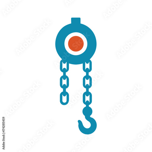Crane chain hook symbol for industrial lifting machinery mechanical tool equipment clean vector illustration design