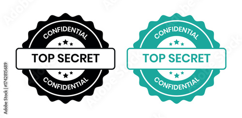 Confidential label set. Confidential stamp badge, top secret label, confidential seal, security sign, private information sticker, confidential logo, secret mark, classified confidential stamp design.