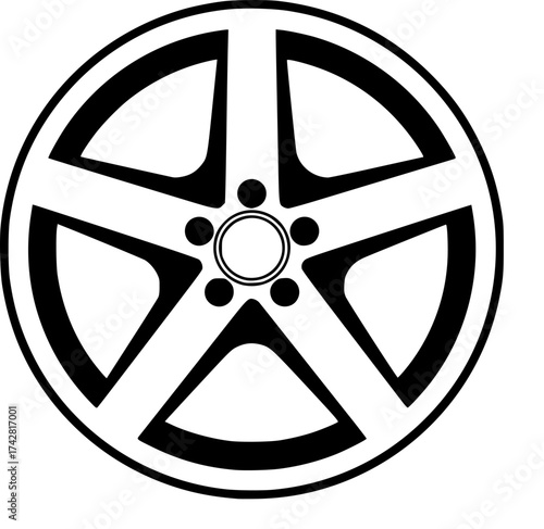 a black and white car wheel