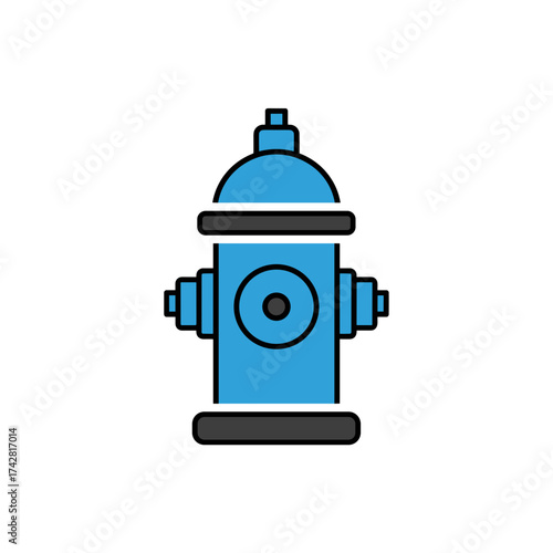 Illustration of a blue fire hydrant on a transparent background for the emergency equipment concept