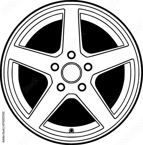 a black and white car wheel