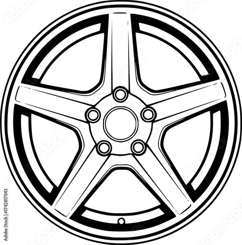 a black and white car wheel