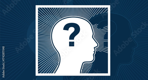 Head question mark thinking concept problem solving idea solution editable vector
