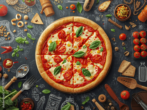 pizza on a wooden table