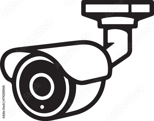 Surveillance Camera Symbol: A security camera icon, perfect for conveying protection and observation. It's a visual symbol of vigilance and safety.