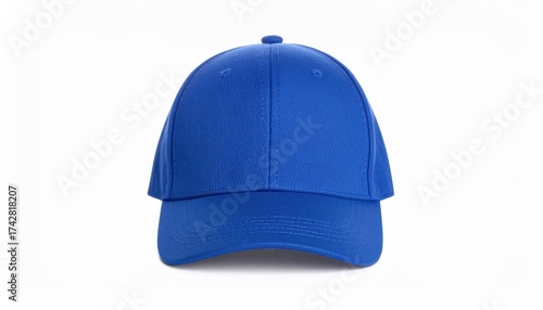 Blue Baseball Cap with Isolated on White Background, Apparel, and Fashion.