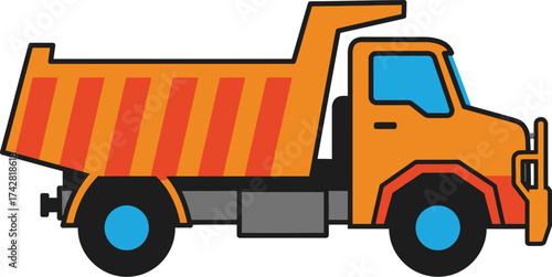 Dump truck vector illustration construction vehicle transportation editable vector