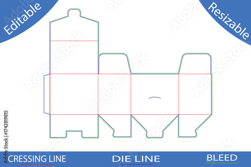 Rectangular Box Die Cut Template Unfolded packaging
