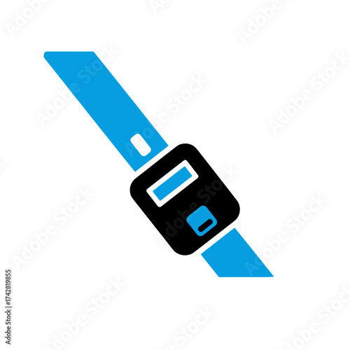Illustration of a blue seat belt on a transparent background for the concept of safety equipment