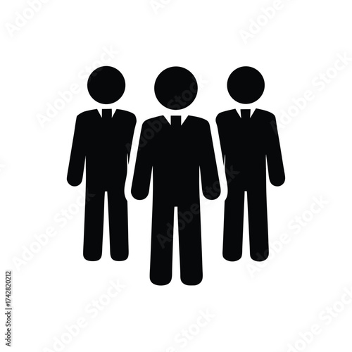 Three black silhouette figures wearing suits are seen standing together in unity