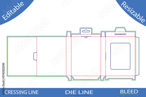 Retail Packaging Box Die Cut Template with Hanger Hole