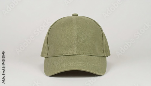 Olive Green Baseball Cap Isolated on White Background. (2)