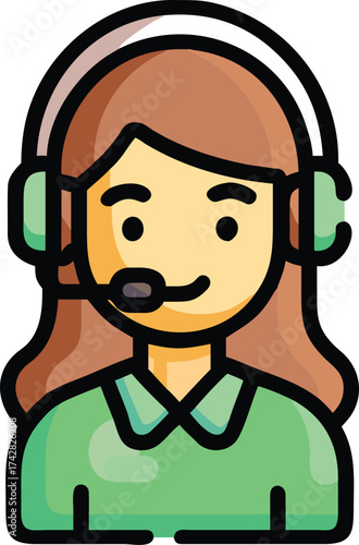 Female cartoon operators wearing headsets are ready to assist callers today