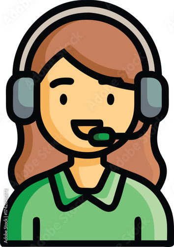 Female cartoon operators wearing headsets are ready to assist callers today