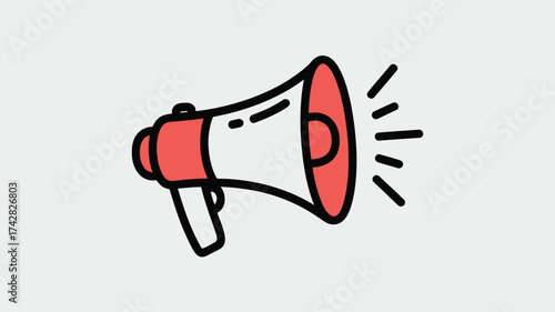 Megaphone icon vector illustration in flat design style isolated on white background for advertising and announcements