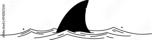 shark fin in water, vector illustration