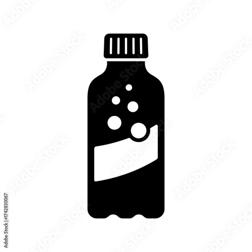 Bottle with cap icon. Black silhouette. Front and side view. Vector simple flat graphic illustration. Isolated object on a white background.