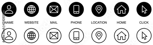 Contact us icon. Web icons set , home, call, email, address, location, globe, message, envelope, mobile, telephone, website, icon . Communication contact information icon. Business card icon set