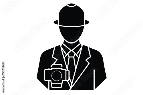 journalist vector icon silhouette