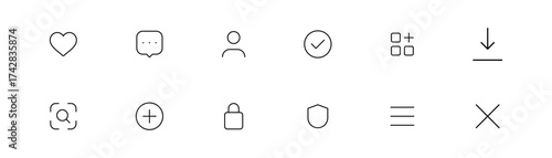 Basic user interface icon set, Ux/Ui Icons . set of outline icons in trendy thin line style. for app, web, website icon collection. editable stroke
