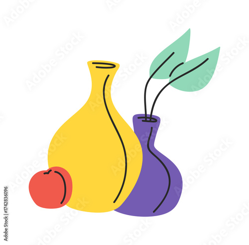 Still life composition hand drawn
