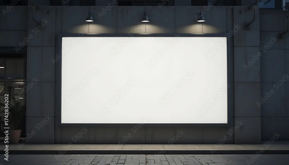 Fototapeta premium Blank billboard with spotlights at night.