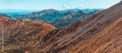 Fototapeta Naklejka Na Ścianę i Meble -  View from Starorobocianski Wierch Mountain - Western Tatras - Poland