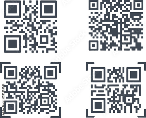 Vector art of collection of qr codes for various purposes, offering quick access to information