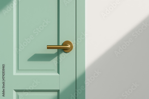 Closeup of a mint green door.