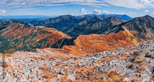Fototapeta Naklejka Na Ścianę i Meble -  View from Starorobocianski Wierch Mountain - Western Tatras - Poland