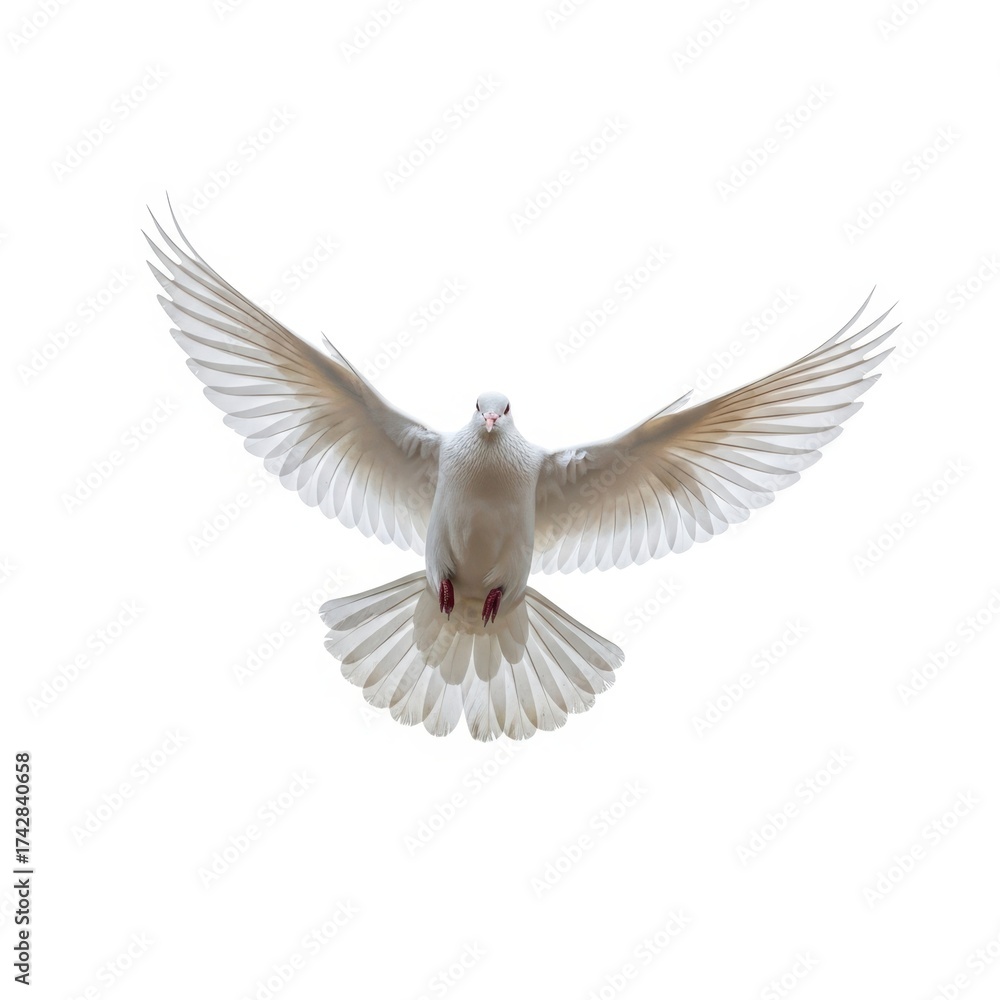 Fototapeta premium White dove flying with outstretched wings