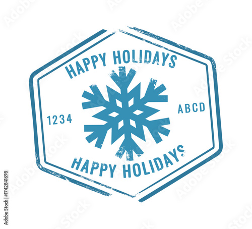 Happy holidays Christmas rubber stamp