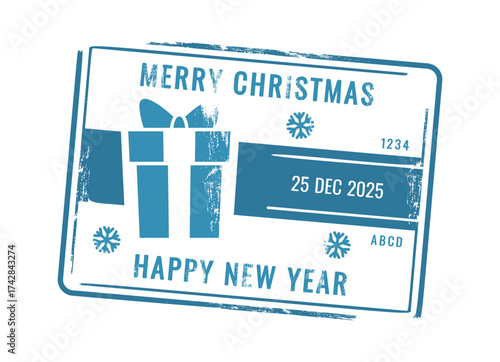 Winter holidays grunge postal stamp