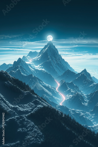 Advanced Mountain Terrain Under Lunar Light